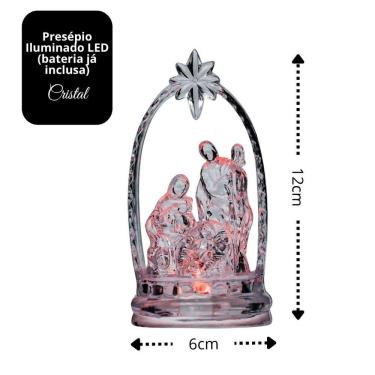 Imagem de Presépio Acrílico Cristal Iluminado Led Colorido 12cm - Magizi