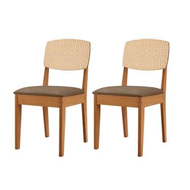 Imagem de Conjunto Com 2 Cadeiras MDF Copper Premium Veludo Capuccino/Naturalle