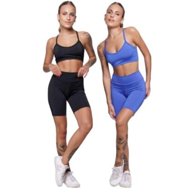 Imagem de KIT 2 Conjunto Top Alça Fina e Bermudinha Suplex Serra e Mar Roupa Para Academia Moda Fitness-Feminino