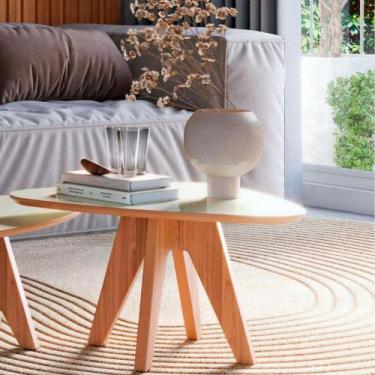 Imagem de Mesa de Centro Orgânica TB613 Dalla Costa, Off White/Freijo