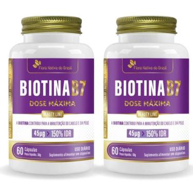 Imagem de Kit Com 2 Biotina B7 Cabelos e Pele 60 Caps Flora Nativa - Flora Nativ