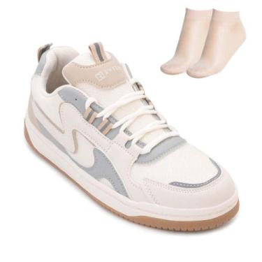 Imagem de Tênis Casual Ramarim e Meia RM25/256313 BC, Bege, Cinza, 37
