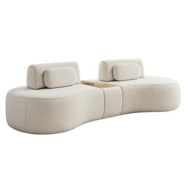 Imagem de Sofá Curvo Orla 4 Lugares 285cm Com Mesa Bouclé Off White - Nexta Casa