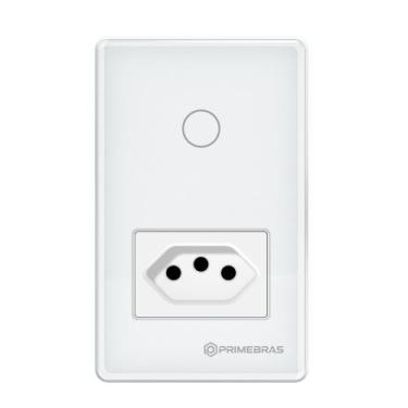 Imagem de Interruptor Touch Inteligente Com Tomada Wifi Primebras TP1011 Branco