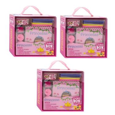 Imagem de Kit C/ 03 Livro-Box - PRINCESAS - C/ Canetas E Acess. Lembrancinha Fes