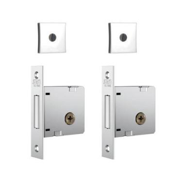 Imagem de Fechadura 1010 Par Roseta Quadrada Classic Cromada - Stam