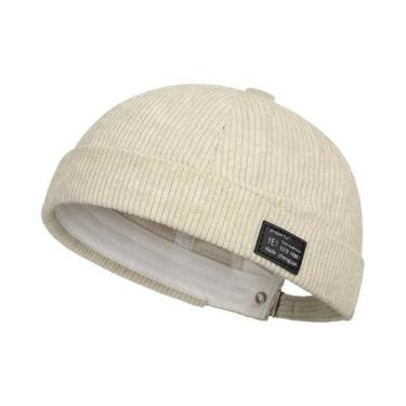 Imagem de Gorro Unissex De Veludo Listrado Em Corduroy Sem Aba Casual Para Outon
