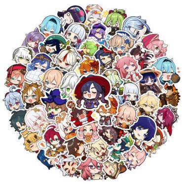 Imagem de Adesivos Genshins Impacts Anime à prova d'água, 100 unidades - yiweisa