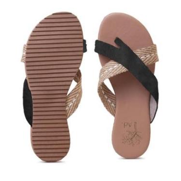 Imagem de Rasteirinha Trançada Tiras Cruzadas Palha Feminina Slide Tropicaos-Feminino