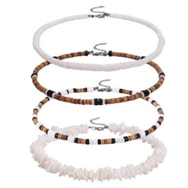 Imagem de Conjunto de colares MOZAKA Puka Shell, 4 peças para homens e mulheres