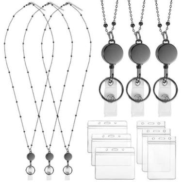 Imagem de Pacote de 3 cordões Prudiut para crachás de identificação com porta-cr