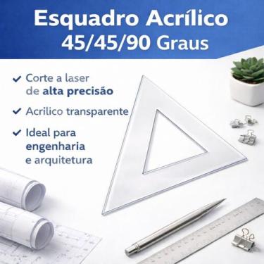 Imagem de Esquadro Acrílico Profissional 45/45/90 Desenho Técnico 32cm - INDÚSTR