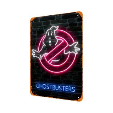 Imagem de Placa De Metal Vintage Ghostbusters Com Luzes Neon Para Decoração De P