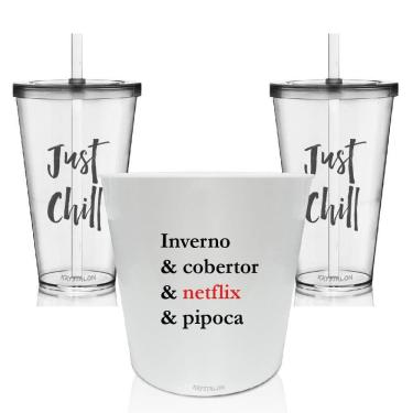 Imagem de Kit Balde De Pipoca E 2 Copos - Inverno & Cobertor