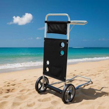 Imagem de Carrinho De Praia Mor Com Avanço Para Cadeira E Caixa Térmica, Preto