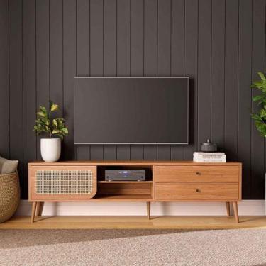 Imagem de Rack para Sala c/ Pés em Madeira 2,20m 2 Gavetas 100% MDF - Dalla Cost