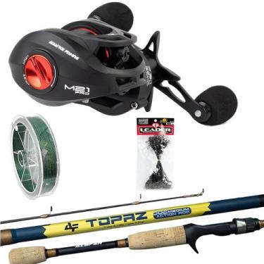 Imagem de Kit 15kg Carretilha Anti Cabeleira Vara de Carbono e Leader - Albatroz