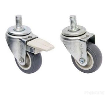 Imagem de (16pçs) Rodizio Girat. Rosca 1pol. R158 Bp Pvc Anti Risco (8 Com Freio