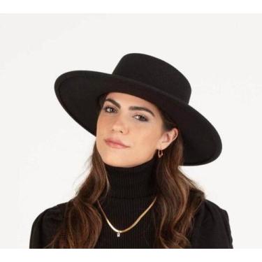 Imagem de Chapéu Paris Preto de Feltro Aba Média Copa Reta Unissex - Rei Look