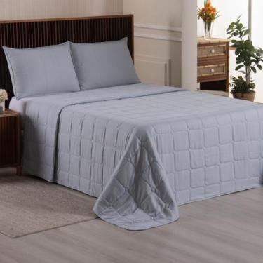 Imagem de Cobre Leito King 400 Fios Dupla Face Matelado 03 Peças Speciale Cinza 