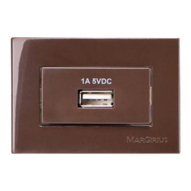 Imagem de Tomada Para Móvel Marrom Usb 1A Bivolt Margirius, Marrom