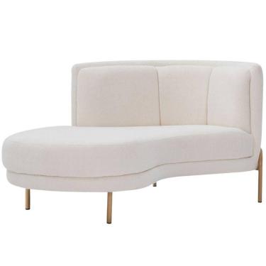 Imagem de Sofá Chaise Esquerdo Base Ouro Fosco Penélope Bouclé Off White - Nexta Casa