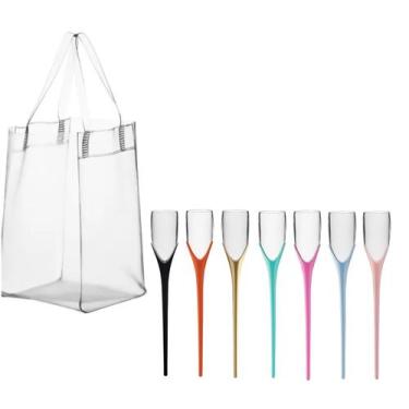 Imagem de Conjunto Bolsa Boccati Ice Bag P/ 3 garrafas + 7 Taças Beach Cor:Trans