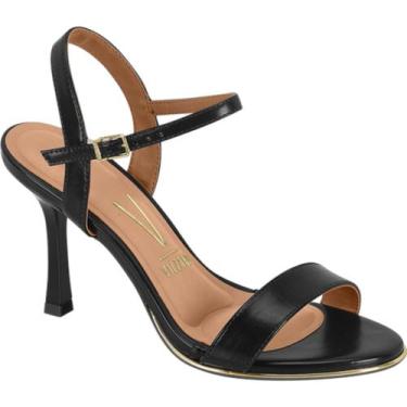 Imagem de Sandália Salto Alto Fino Filete Dourado Vizzano 6552.100 - Preto - 37,