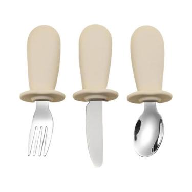 Imagem de Conjunto De Colher E Garfo De Silicone Para Bebês 3 Peças Utensílios D