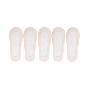 Imagem de Meias Invisíveis Femininas De Algodão, 5 Pares, Corte Baixo, Antiderra