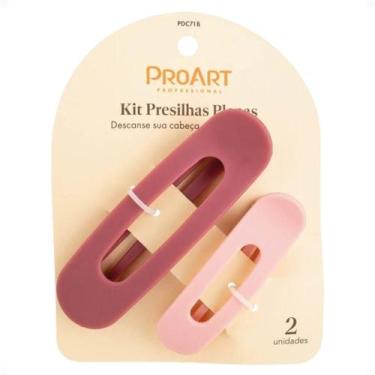 Imagem de Kit Proart: 2 Presilhas Planas Cor Vinho e Rosa Pdc71b