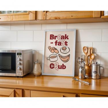 Imagem de Quadro Decorativo Breakfast Club Retangular 30x40CM em Canvas com Moldura Caixa de Madeira com Ou sem Vidro Branco Preto