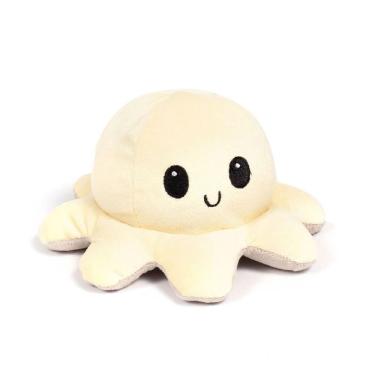 Imagem de Polvo Humor Reversível De Pelúcia Feliz Triste Amarelo Bege