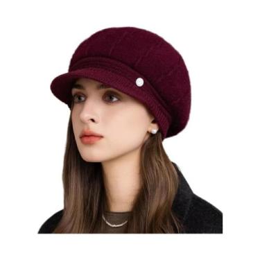 Imagem de Chapéu De Inverno Feminino Da Moda: Gorro De Tricô Elegante Com Forro 