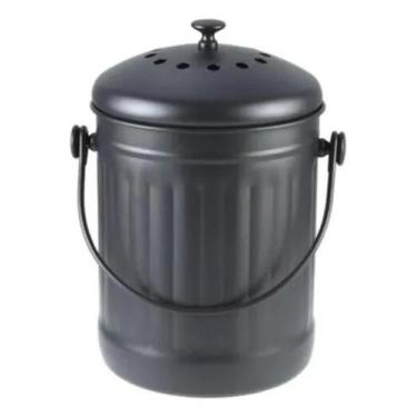 Imagem de Lixeira Cozinha Prata 5l 25x20cm Metal - Brazil Home Living