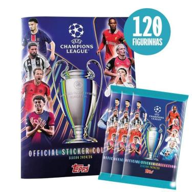 Imagem de Kit Oficial UEFA 2024/2025 - Álbum Capa Cartão + 20 Envelopes - 120 Figurinhas-Unissex