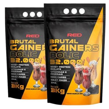 Imagem de Combo 2x Hipercalóricos Massa Red Brutal Gainers Bolic - 3kg cada - Re