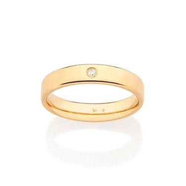 Imagem de Aliança Rommanel 4mm Banhada A Ouro 1 Zirconia 18k 513464 Tamanho:24Co