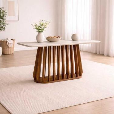 Imagem de Mesa Para Sala de Jantar 180cm Tampo de Vidro Pitanga Natuame Madeira 