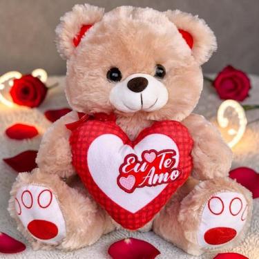 Imagem de Urso De Pelúcia Com Coração Eu Te Amo 30cm Com Laço Cor:Marrom - Fizzy