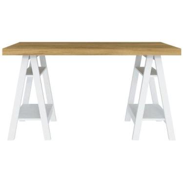 Imagem de Escrivaninha Art Ii Mesa Estilo Cavalete Com Prateleiras Olmo branco -