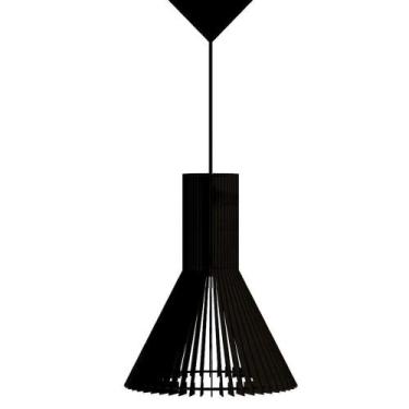 Imagem de Luminária Teto Tipo Pendente Funil Mdf Completa - Cor:preta - LENOBRE