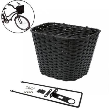 Imagem de Cesta para Bicicleta com Tampa Plástico Tipo Nylon Preta ou Marrom com