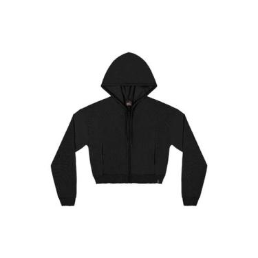 Imagem de Jaqueta Cropped Juvenil em Moletom Gloss, Preto