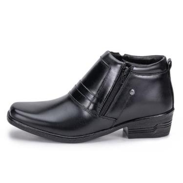 Imagem de Bota Masculina Couro Country Bico Quadrado Cano Baixo Cor:PretoTamanho