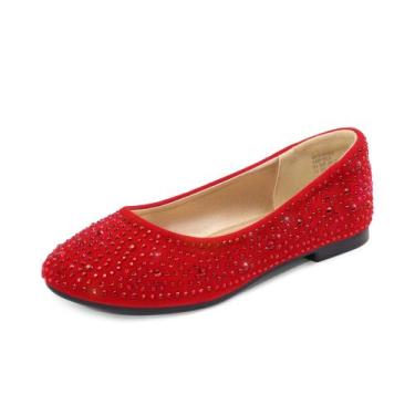 Imagem de DREAM PAIRS Sapatilhas Slip On Bailarina para Meninas Tamanho 2 Vermel