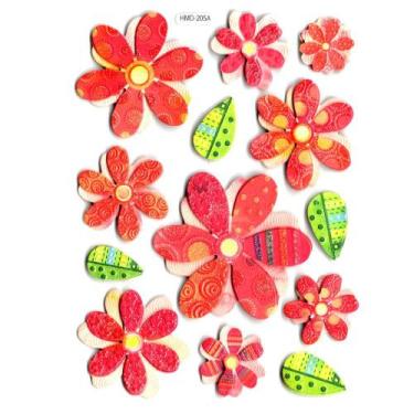 Imagem de Adesivo AM - Feito à Mão 3D Pop-Up - Flores Vermelhas - Art & Montagem