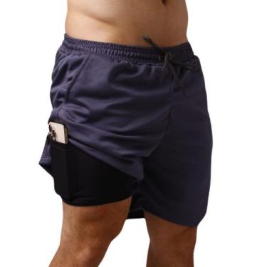 Imagem de Shorts 2 em 1 Masculino Fitness Compressão Corrida Treino Academia Sec