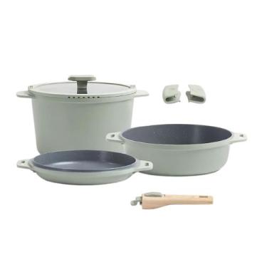 Imagem de Jogo panelas 7pç ceramic life empilhavel verde menta brinox