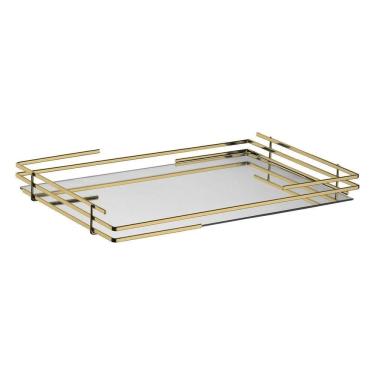 Imagem de Bandeja Celine com Base Espelhada e Design Moderno Dourada Hara